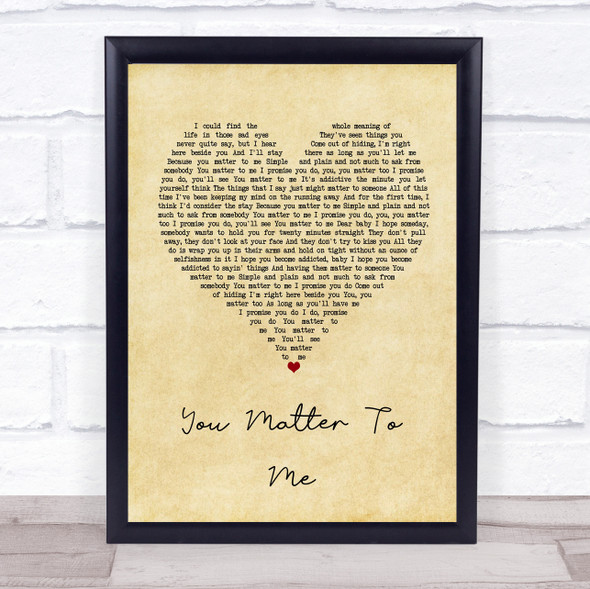 Drew Gehling & Jessie Mueller You Matter To Me Vintage Heart Song Lyric Wall Art Print