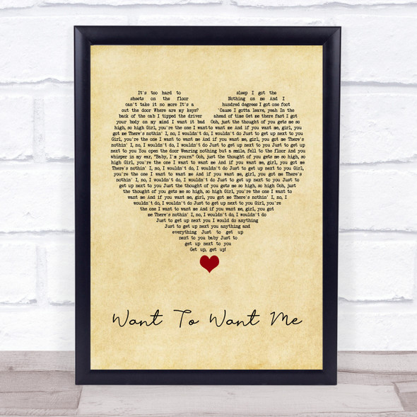 Jason Derulo Want To Want Me Vintage Heart Song Lyric Wall Art Print