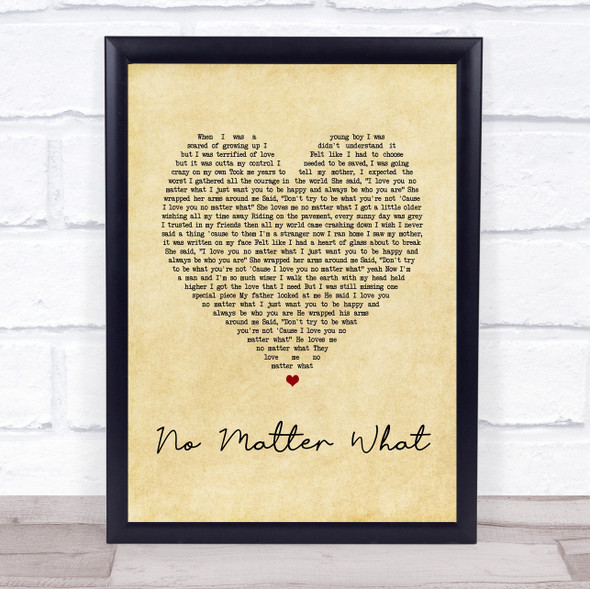 Calum Scott No Matter What Vintage Heart Song Lyric Wall Art Print