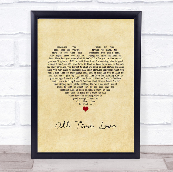 Will Young All Time Love Vintage Heart Song Lyric Wall Art Print