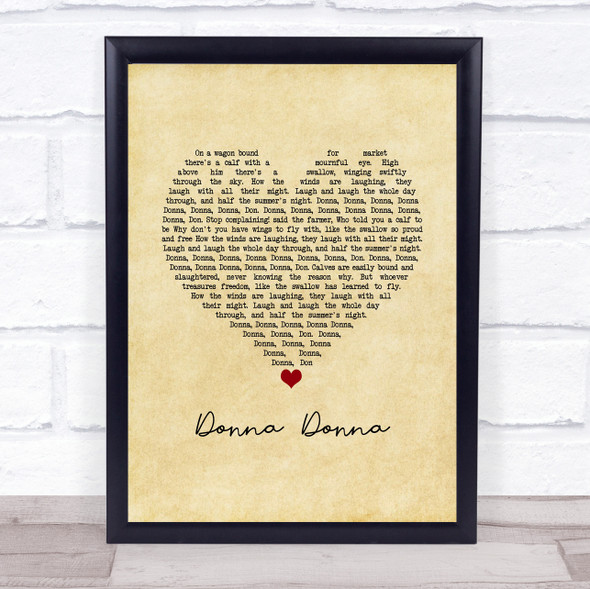 Joan Baez Donna Donna Vintage Heart Song Lyric Wall Art Print