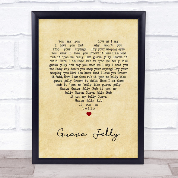 Johnny Nash Guava Jelly Vintage Heart Song Lyric Wall Art Print