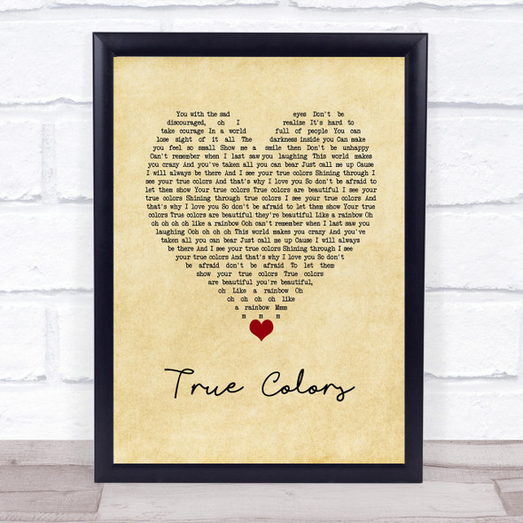 Justin Timberlake, Anna Kendrick True Colors Vintage Heart Song Lyric Wall Art Print