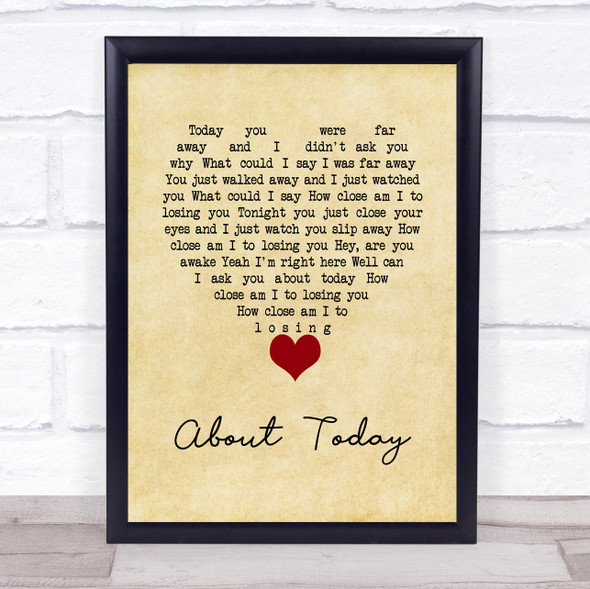 The National About Today Vintage Heart Song Lyric Wall Art Print