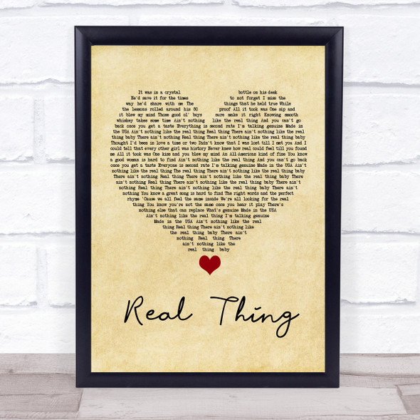 Zac Brown Band Real Thing Vintage Heart Song Lyric Wall Art Print