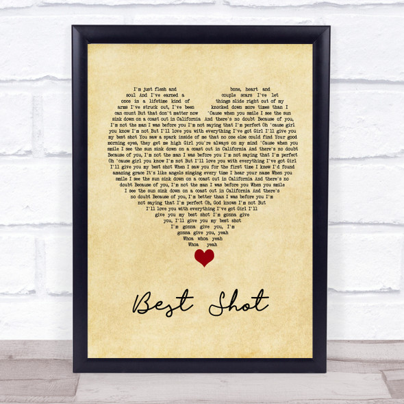 Jimmie Allen Best Shot Vintage Heart Song Lyric Wall Art Print