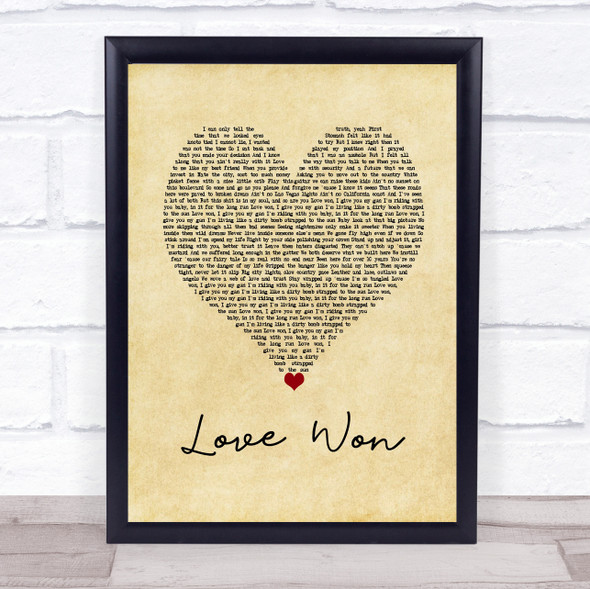 Jelly Roll & Struggle Jennings Love Won Vintage Heart Song Lyric Wall Art Print