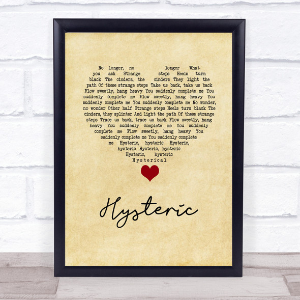 Yeah Yeah Yeahs Hysteric Vintage Heart Song Lyric Wall Art Print