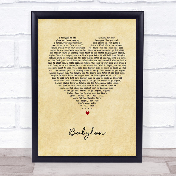 5 Seconds Of Summer Babylon Vintage Heart Song Lyric Wall Art Print