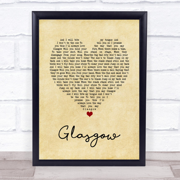 The Snuts Glasgow Vintage Heart Song Lyric Wall Art Print