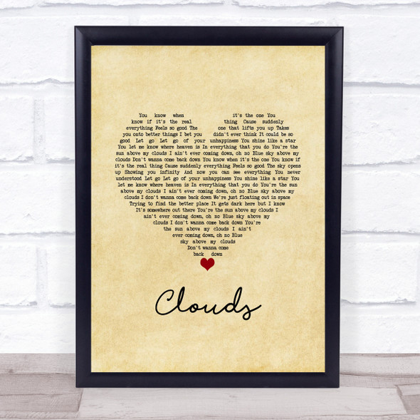 Lighthouse Family Clouds Vintage Heart Song Lyric Wall Art Print