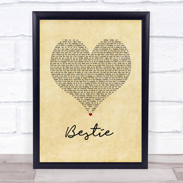 Yungen Bestie Vintage Heart Song Lyric Wall Art Print