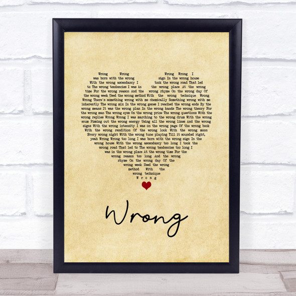 Depeche Mode Wrong Vintage Heart Song Lyric Wall Art Print