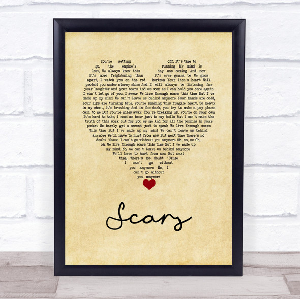 James Bay Scars Vintage Heart Song Lyric Wall Art Print