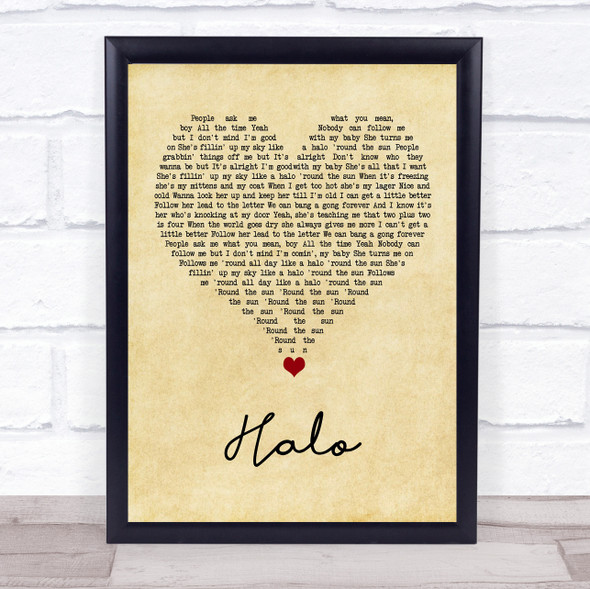 Liam Gallagher Halo Vintage Heart Song Lyric Wall Art Print