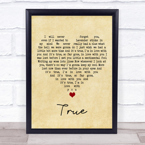 Tilian True Vintage Heart Song Lyric Wall Art Print