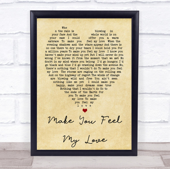 Make You Feel My Love Adele Vintage Heart Quote Song Lyric Print