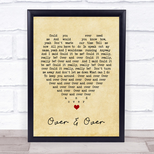 Over & Over Fleetwood Mac Vintage Heart Quote Song Lyric Print