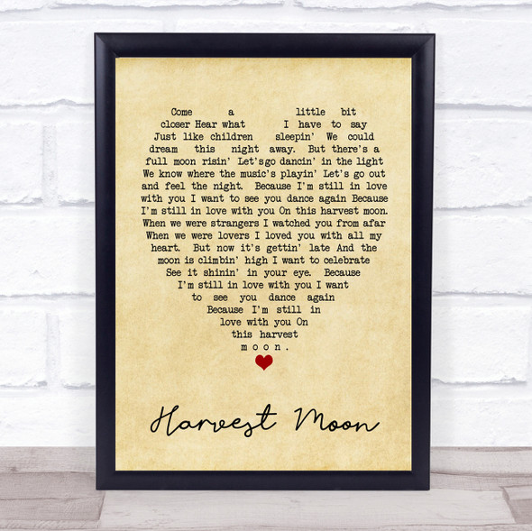 Harvest Moon Neil Young Vintage Heart Quote Song Lyric Print