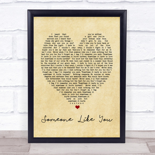 Someone Like You Adele Vintage Heart Quote Song Lyric Print