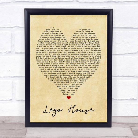 Lego House Ed Sheeran Vintage Heart Quote Song Lyric Print