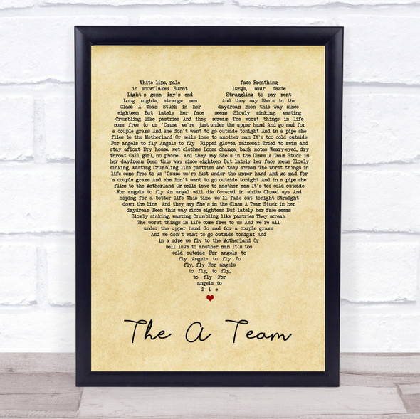 The A Team Ed Sheeran Vintage Heart Quote Song Lyric Print