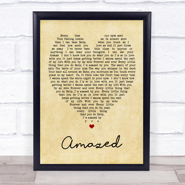 Amazed Lonestar Vintage Heart Quote Song Lyric Print