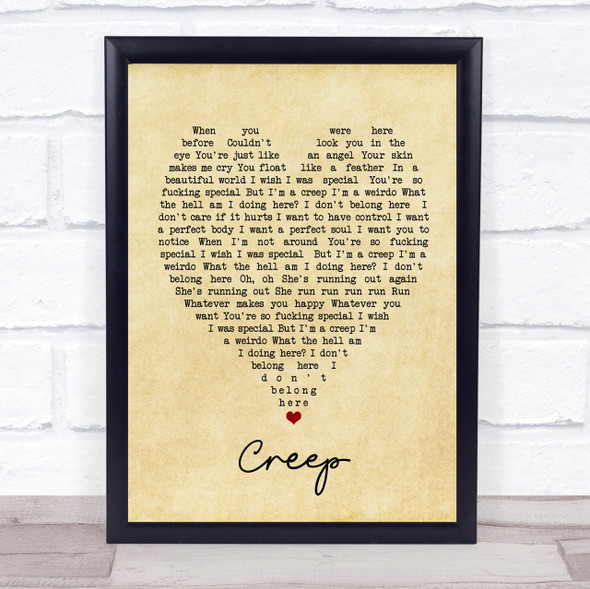 Creep Radiohead Vintage Heart Quote Song Lyric Print