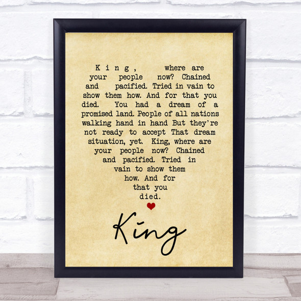 King UB40 Vintage Heart Quote Song Lyric Print