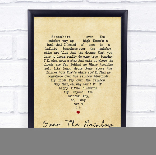 Somewhere Over The Rainbow Judy Garland Vintage Heart Song Lyric Quote Print