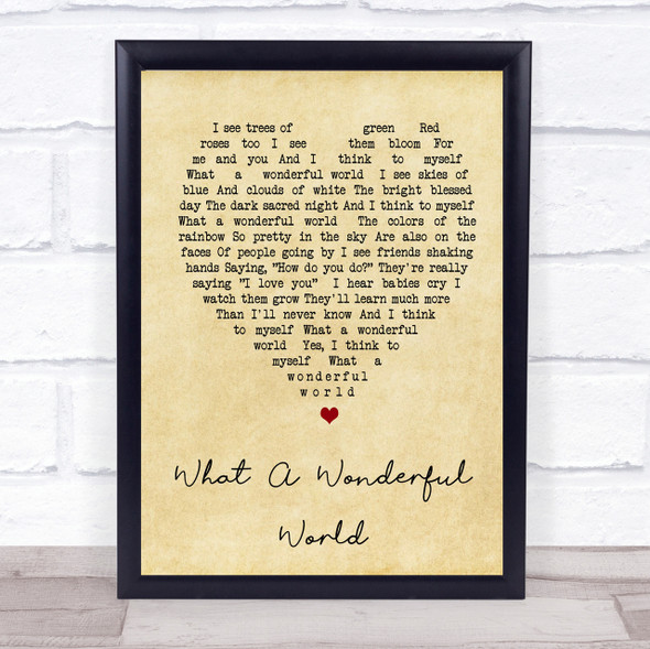 What A Wonderful World Louis Armstrong Vintage Heart Song Lyric Quote Print