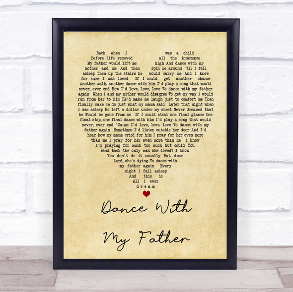 Dance With My Father Luther Vandross Vintage Heart Song Lyric Quote Print