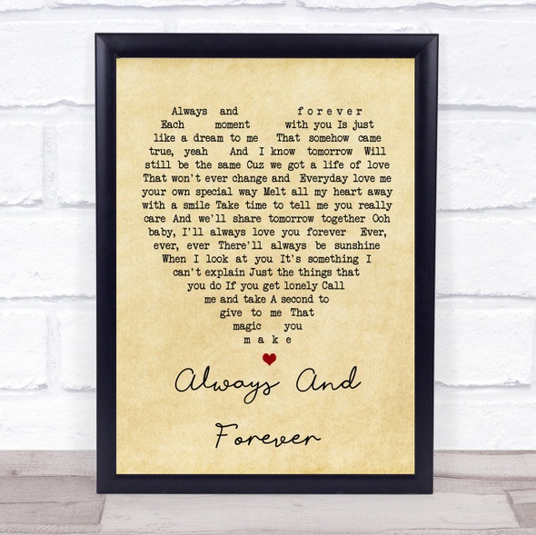 Always And Forever Luther Vandross Vintage Heart Song Lyric Quote Print