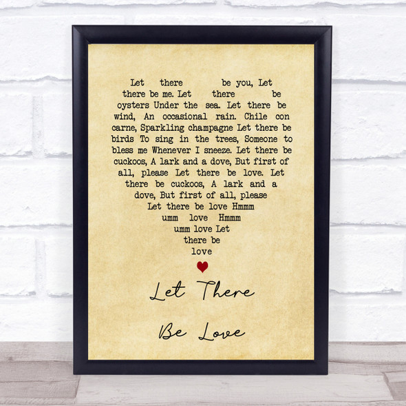 Let There Be Love Nat King Cole Vintage Heart Song Lyric Quote Print