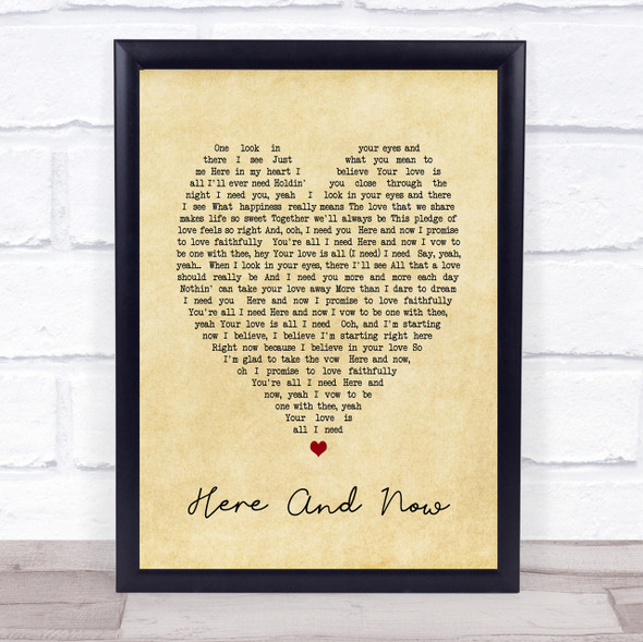 Here And Now Luther Vandross Vintage Heart Song Lyric Quote Print