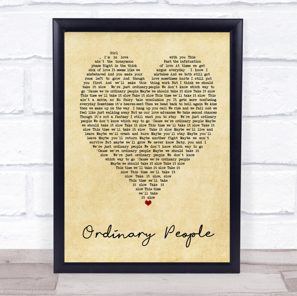 Ordinary People John Legend Vintage Heart Song Lyric Quote Print