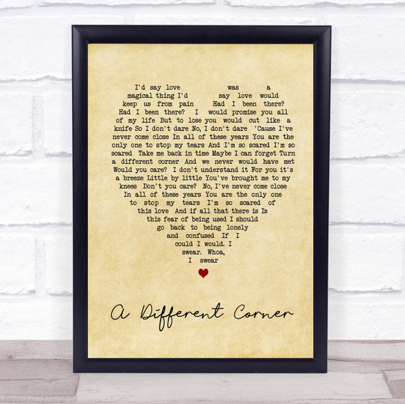 George Michael A Different Corner Vintage Heart Song Lyric Quote Print