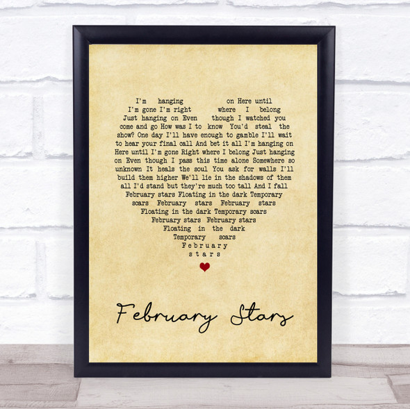 Foo Fighters February Stars Vintage Heart Song Lyric Quote Print