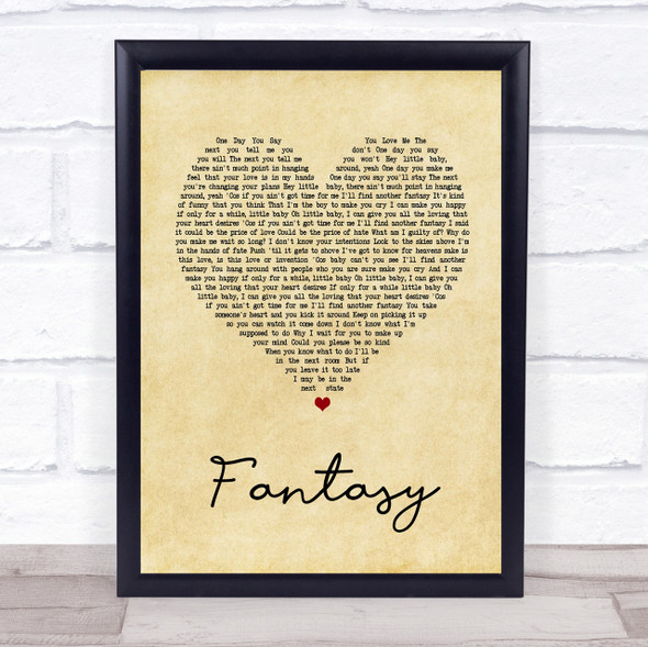 George Michael Fantasy Vintage Heart Song Lyric Quote Print