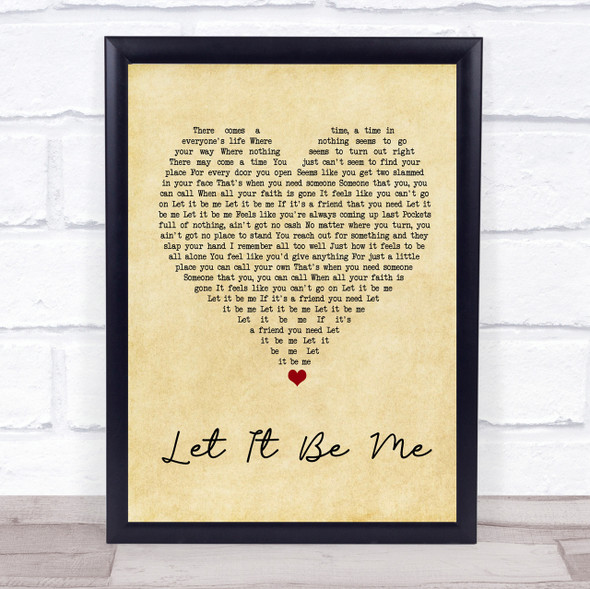 Ray LaMontagne Let It Be Me Vintage Heart Song Lyric Quote Print