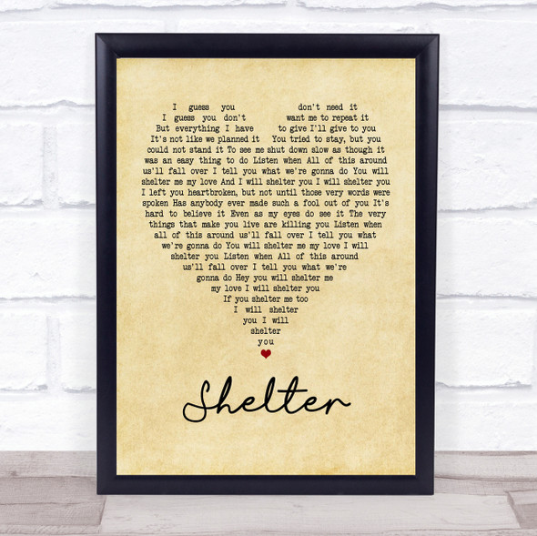 Ray LaMontagne Shelter Vintage Heart Song Lyric Quote Print