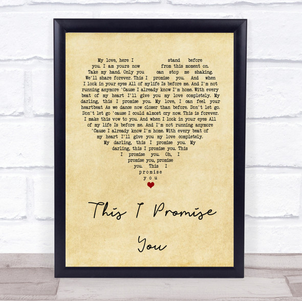 Ronan Keating This I Promise You Vintage Heart Song Lyric Quote Print