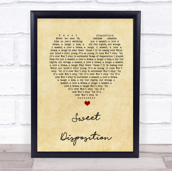 The Temper Trap Sweet Disposition Vintage Heart Song Lyric Quote Print