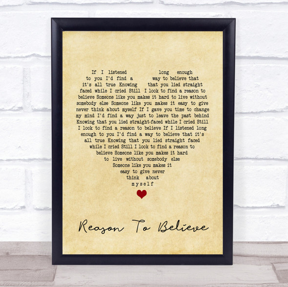 Rod Stewart Reason To Believe Vintage Heart Song Lyric Quote Print