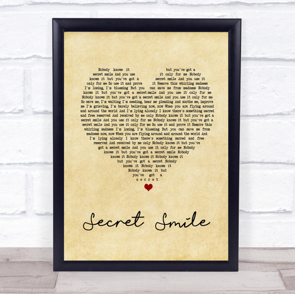 Semisonic Secret Smile Vintage Heart Song Lyric Quote Print