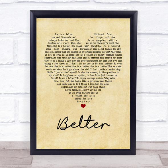 Gerry Cinnamon Belter Vintage Heart Song Lyric Quote Print
