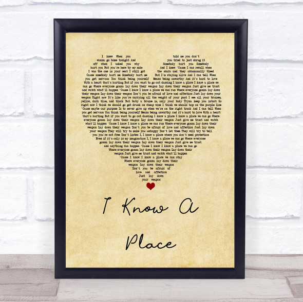 MUNA I Know A Place Vintage Heart Song Lyric Quote Print