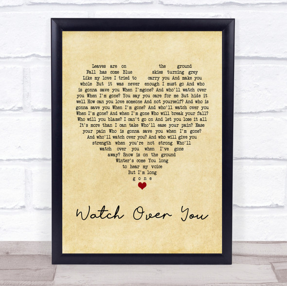 Alter Bridge Watch Over You Vintage Heart Song Lyric Quote Print