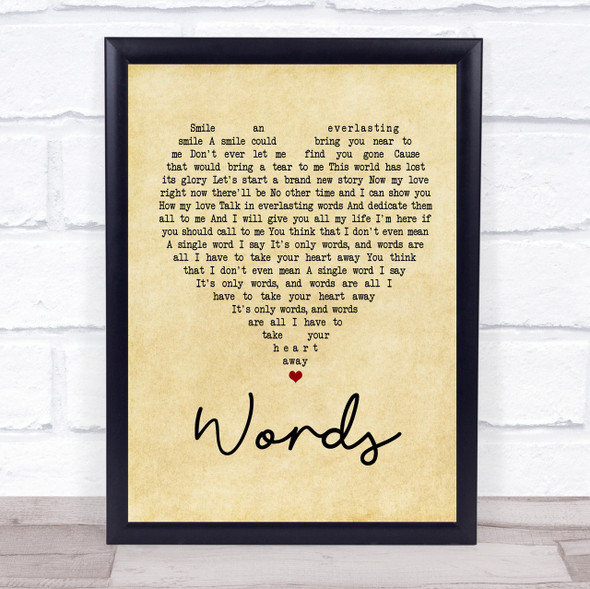 Bee Gees Words Vintage Heart Song Lyric Quote Print