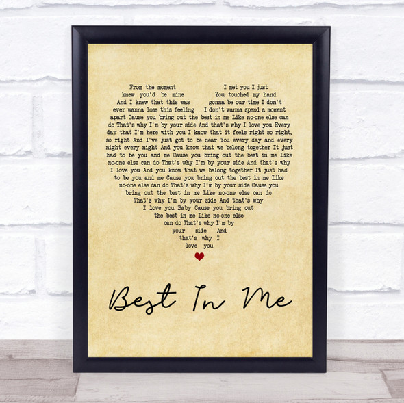 Blue Best In Me Vintage Heart Song Lyric Quote Print